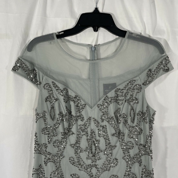 NWT Adrianna Papell‎ [ 8 ] Sequined Beaded Sheath Dress in Frosted Sage - Picture 8 of 12